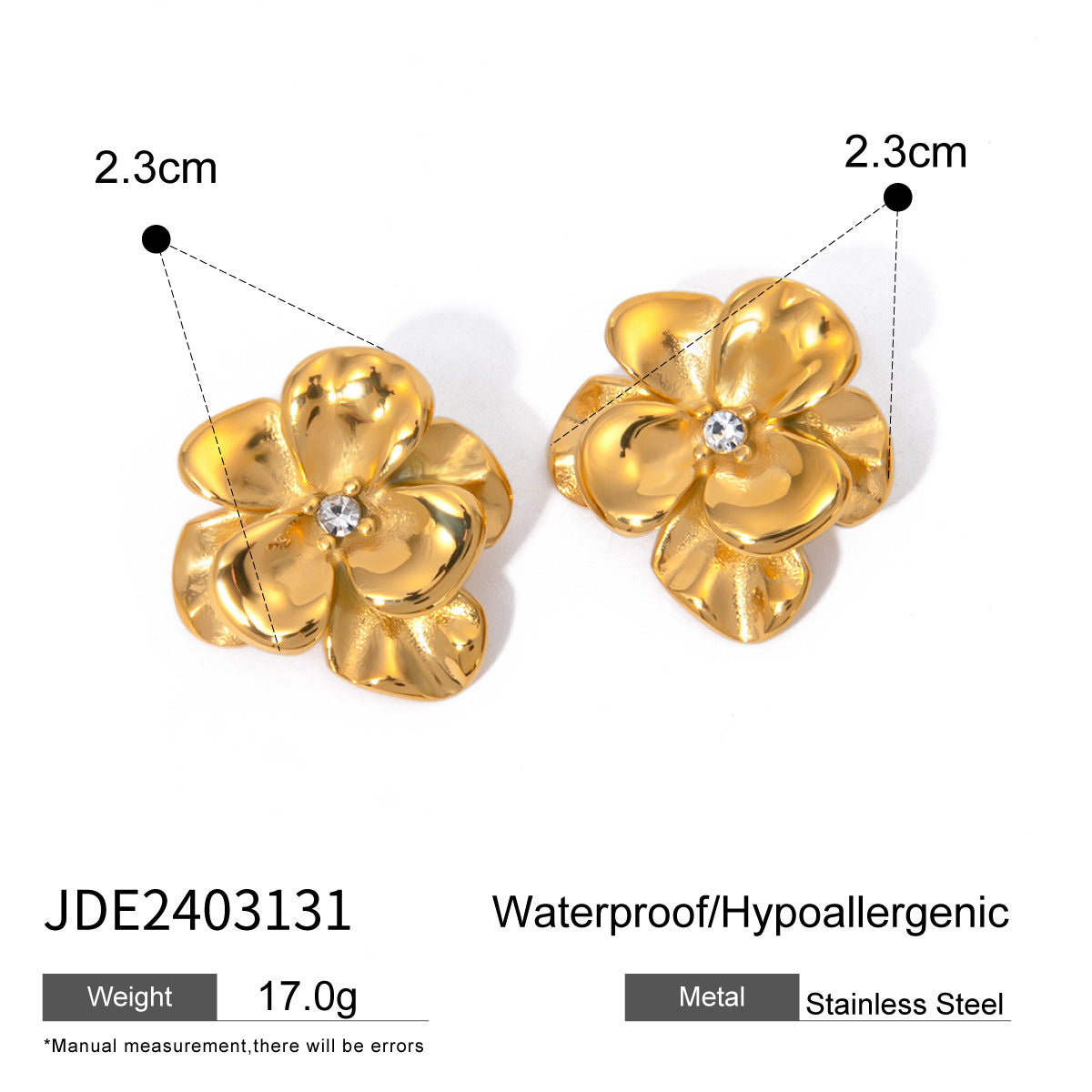 Elegant 18K Gold Plated Titanium Steel Floral Earrings