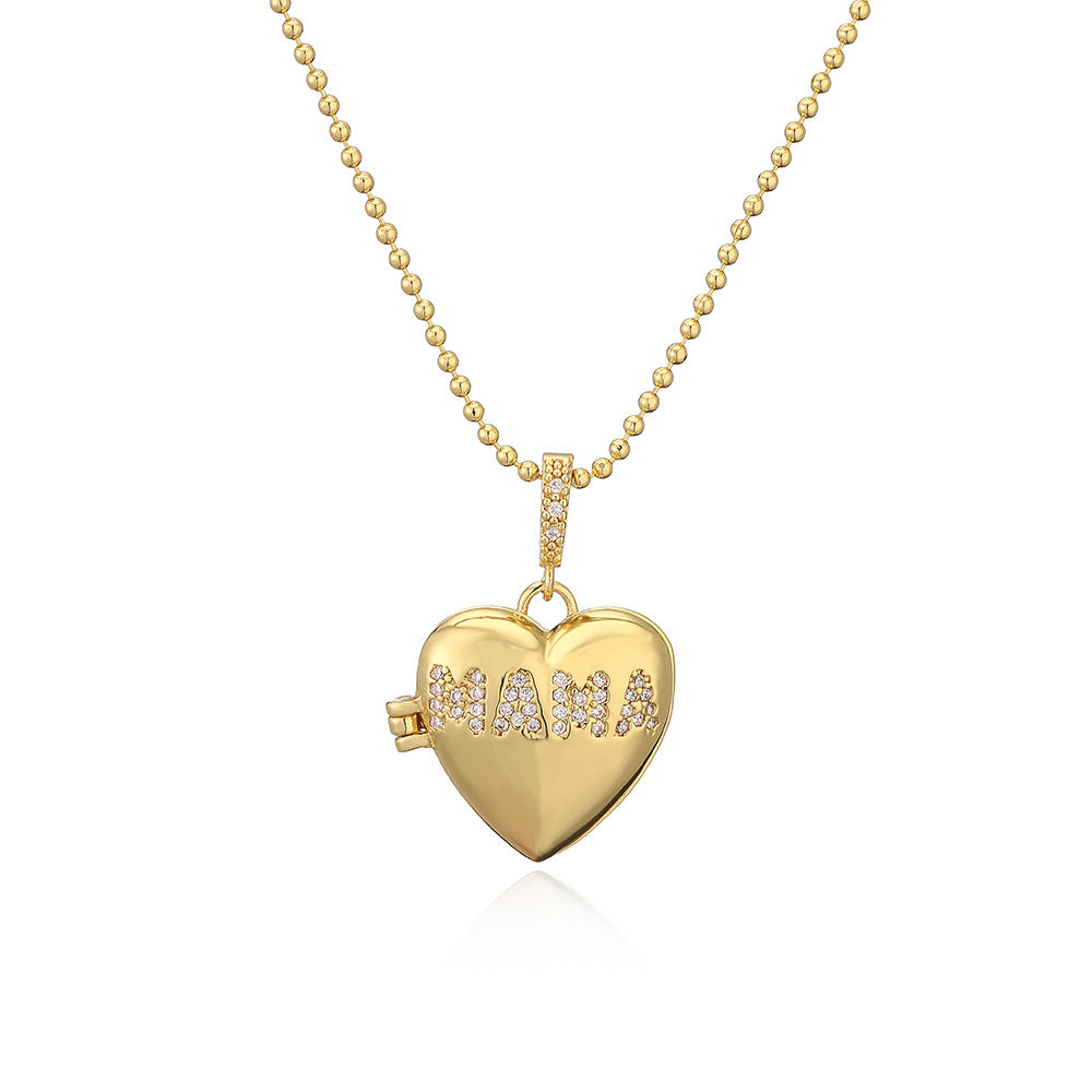Collana con pendente a cuore minimalista in rame per donna, con portafoto e design in stile vintage per la clavicola