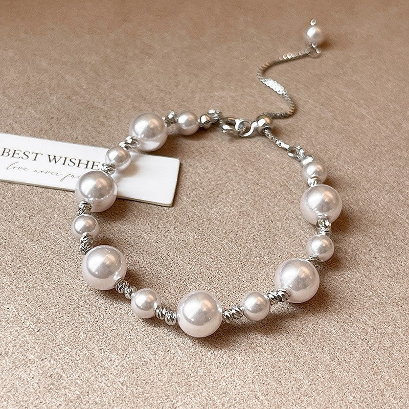 Bracciale a forma di stella, stile vintage francese elegante, con perle e zirconi, per donne, gioiello minimalista di lusso