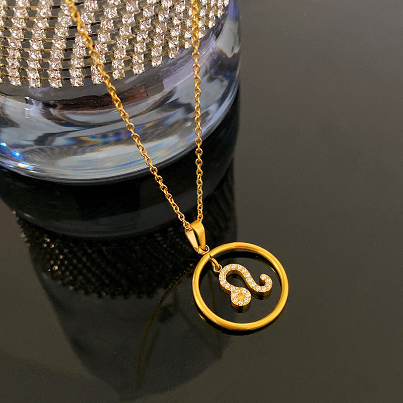 Sporty Sweet Gold Plated Titanium Steel Necklace with Brass Pendant for Unisex