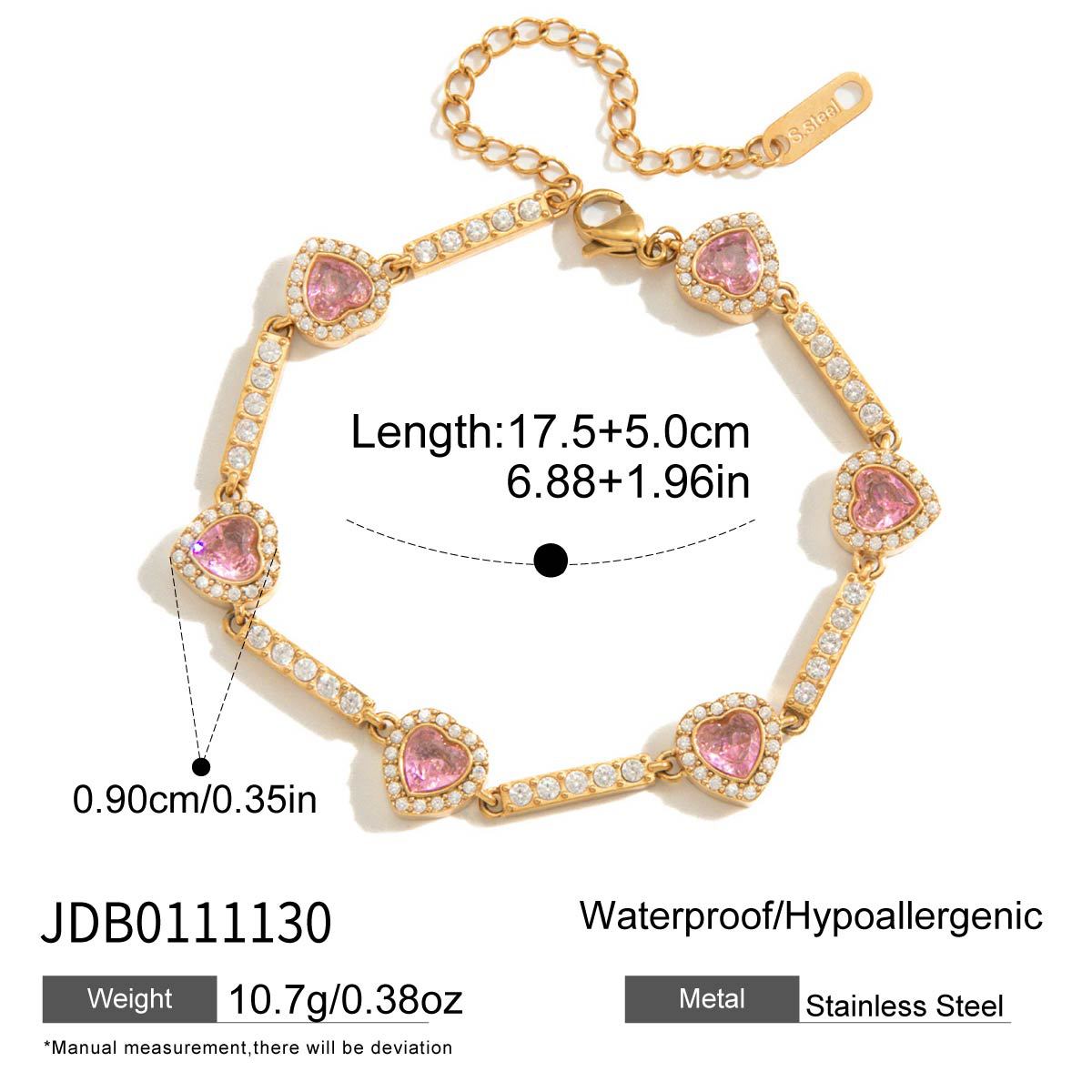 Elegant Minimalist Heart Geometric Stainless Steel Plated Cubic Zirconia Bracelet for Women