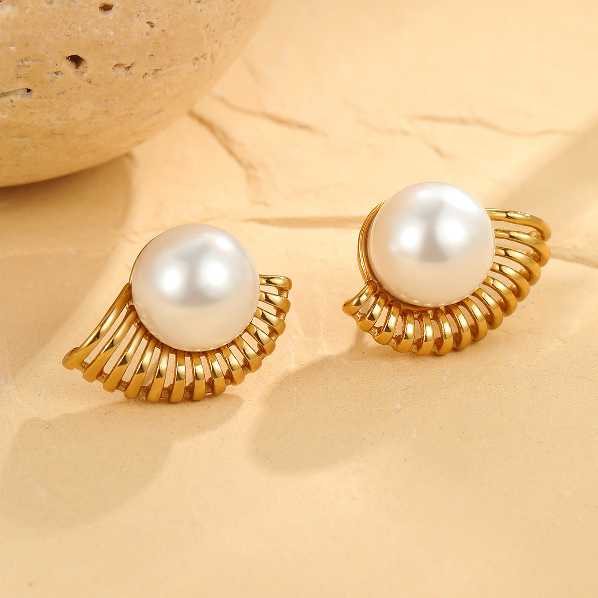 Pendientes de Acero Inoxidable Geométricos de Moda con Acabado Chapado para Mujer