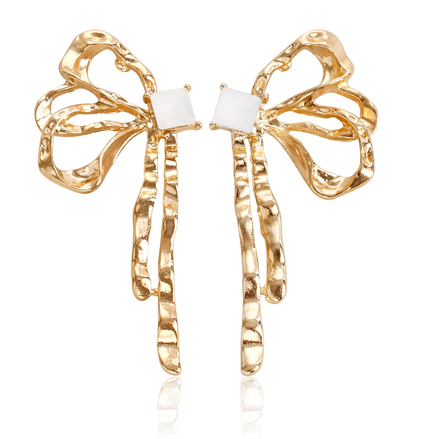 Sweet and Cool Style Bow-Shaped Hoop Earrings in Alloy with Electroplated Finish for Women