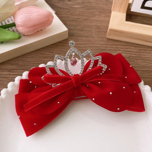 Cute Children's Bow and Crown Hair Clip for Girls in Alloy with Handcrafted Finish