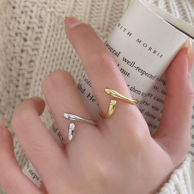 925 Sterling Silver Women's Minimalist Geometric Number Ring Fashion Jewelry