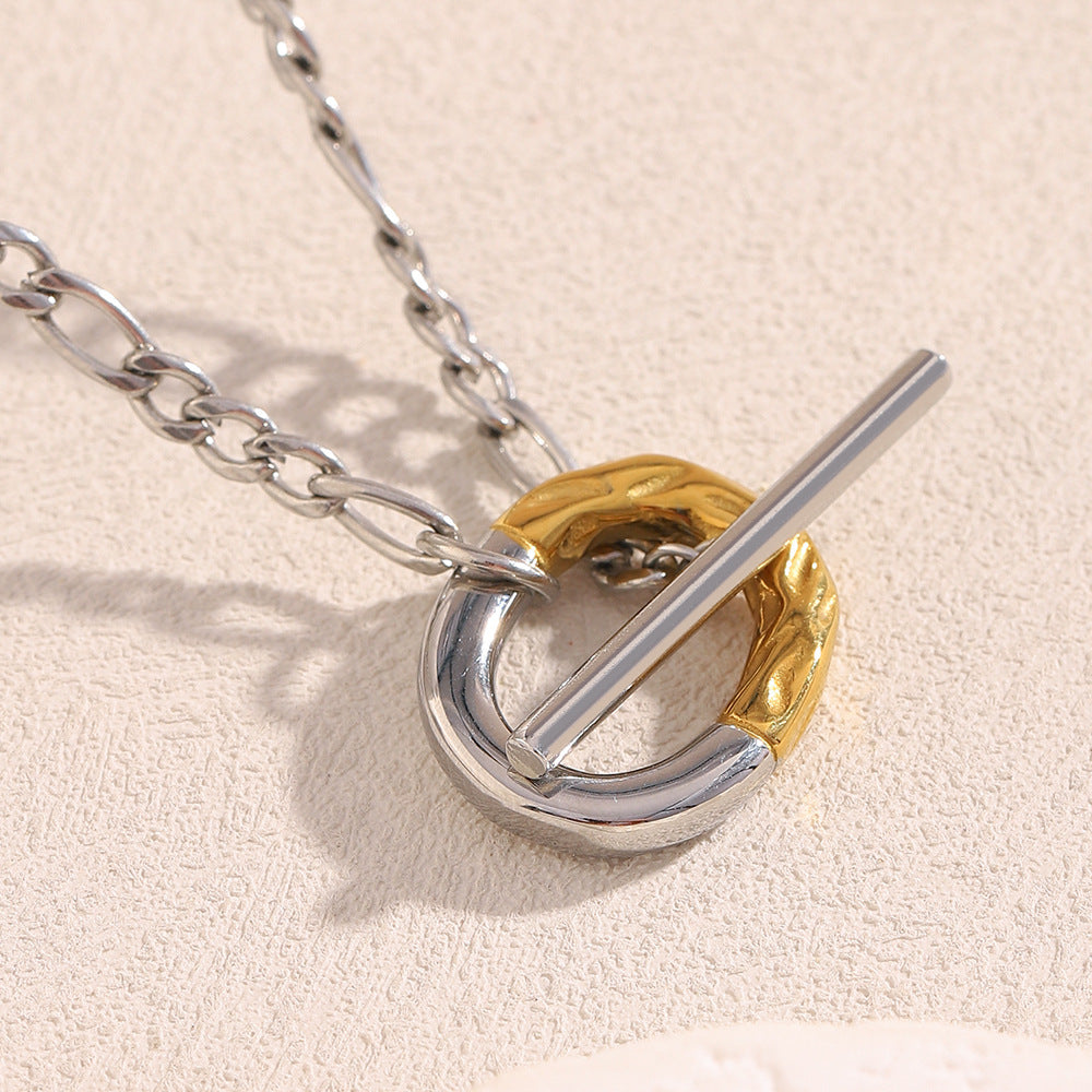 Collana Minimalista Geometrica da Donna in Acciaio Inossidabile con Placcatura in Oro 18K Chiusura OT