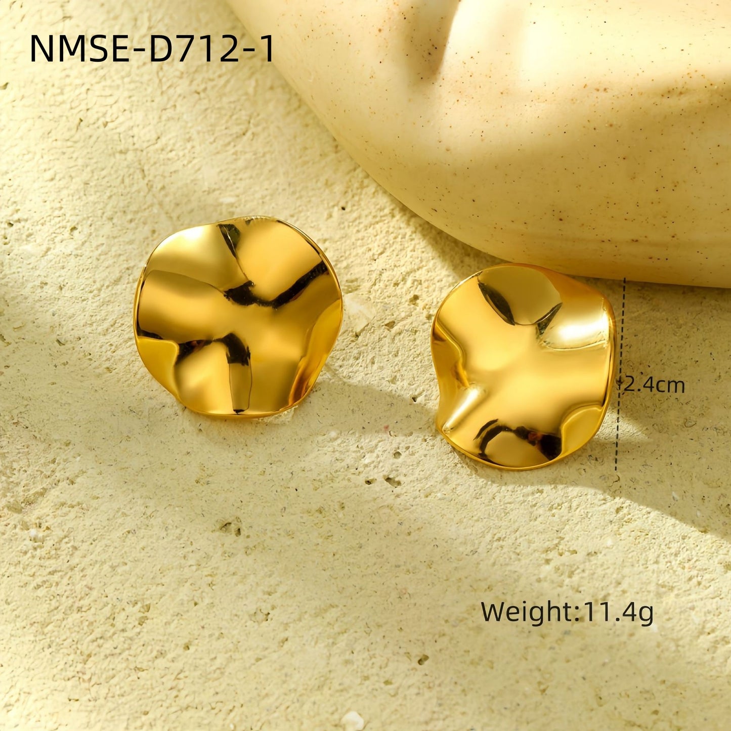 Pendientes vintage geométricos de titanio y acero para mujer con superficie texturizada lisa e irregular y chapado antideslustre