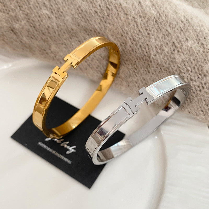 Letter Titanium Steel Plated Bracelet for Women