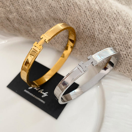 Letter Titanium Steel Plated Bracelet for Women