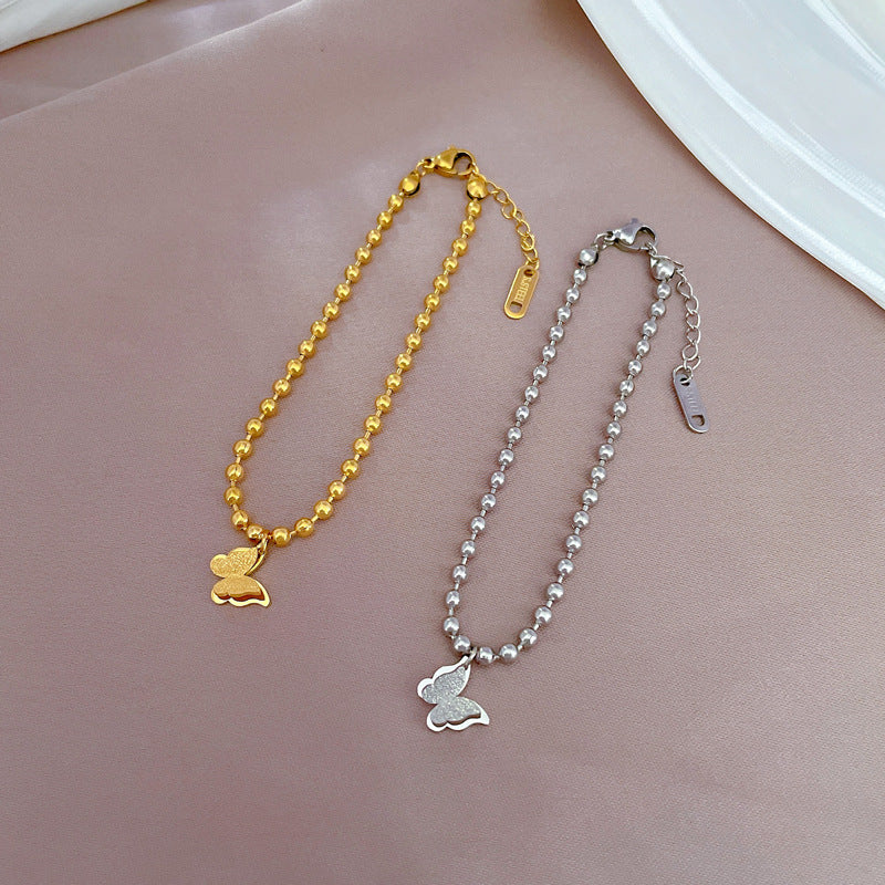 Butterfly-Shaped Titanium Steel Bracelet for Women with Gold Plating, Fresh and Sweet Style, Perfect for Friendship Gifts or Travel Souvenirs