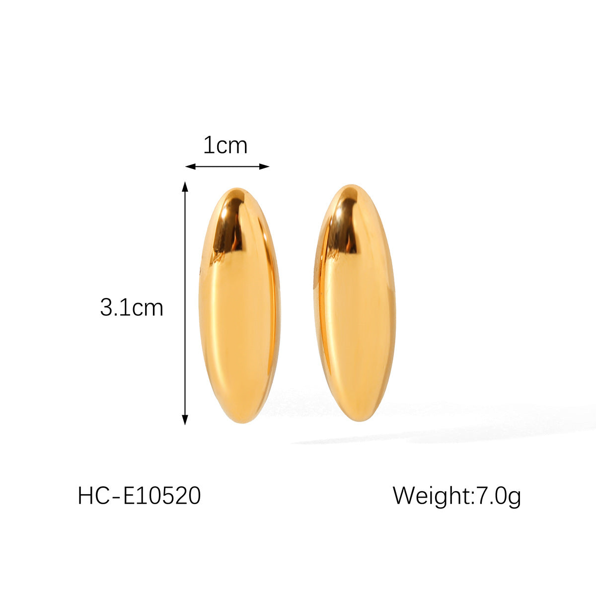 Minimalist Geometric Stainless Steel Stud Earrings for Women with Polished Oval Shape and Anti-Tarnish Plating
