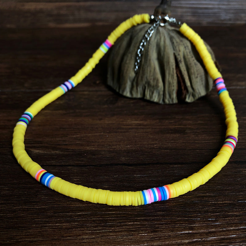 Casual Geometric Resin Beaded Ball Chain Necklace Unisex