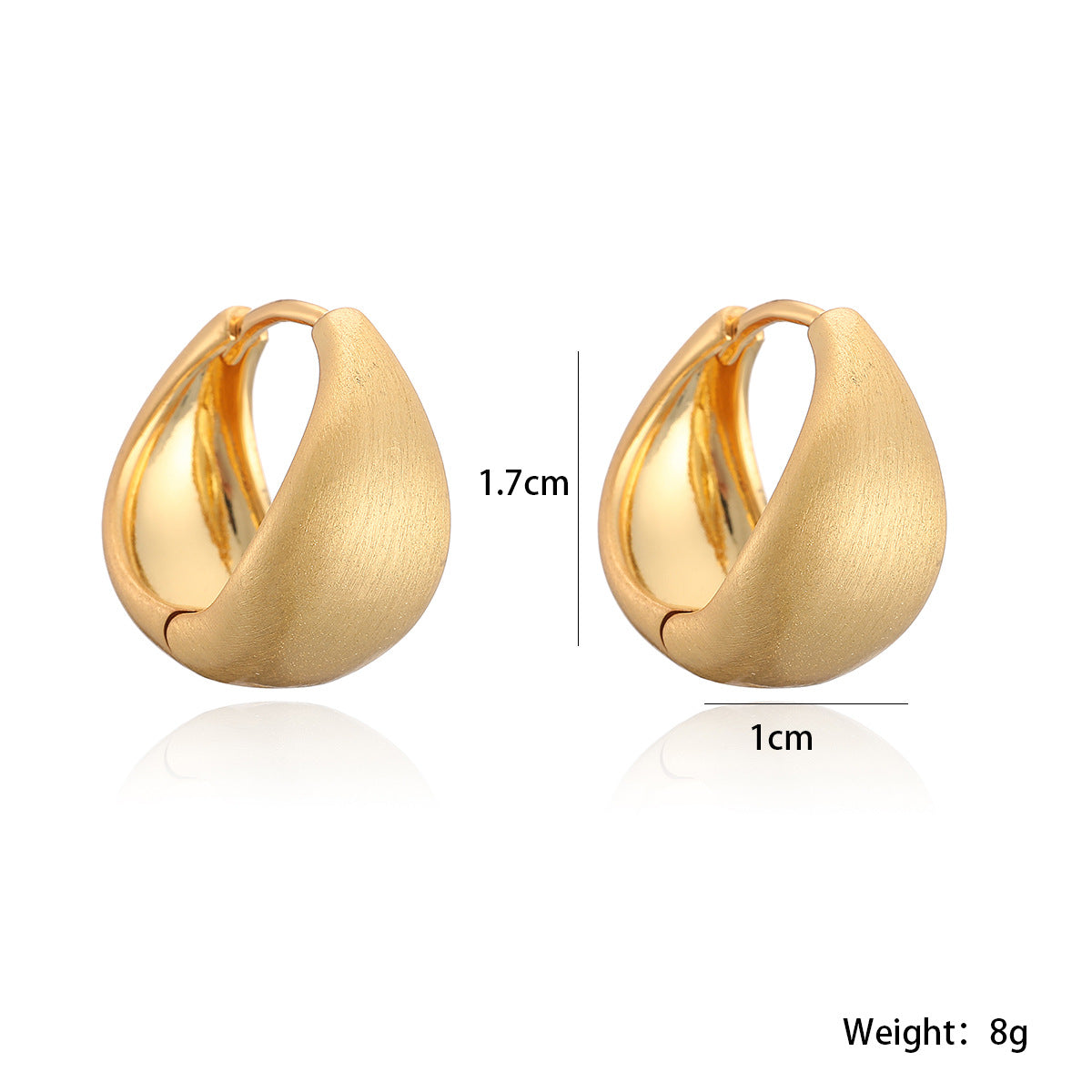 Minimalist Gold Plated Brushed Teardrop Geometric Brass Earrings for Women