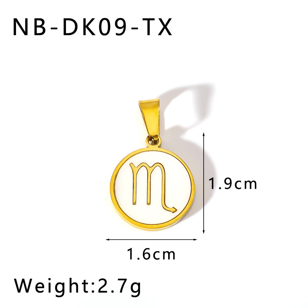 Minimalist Zodiac Pendant Necklace for Women Stainless Steel with 18K Gold Plating and White Abalone Inlay