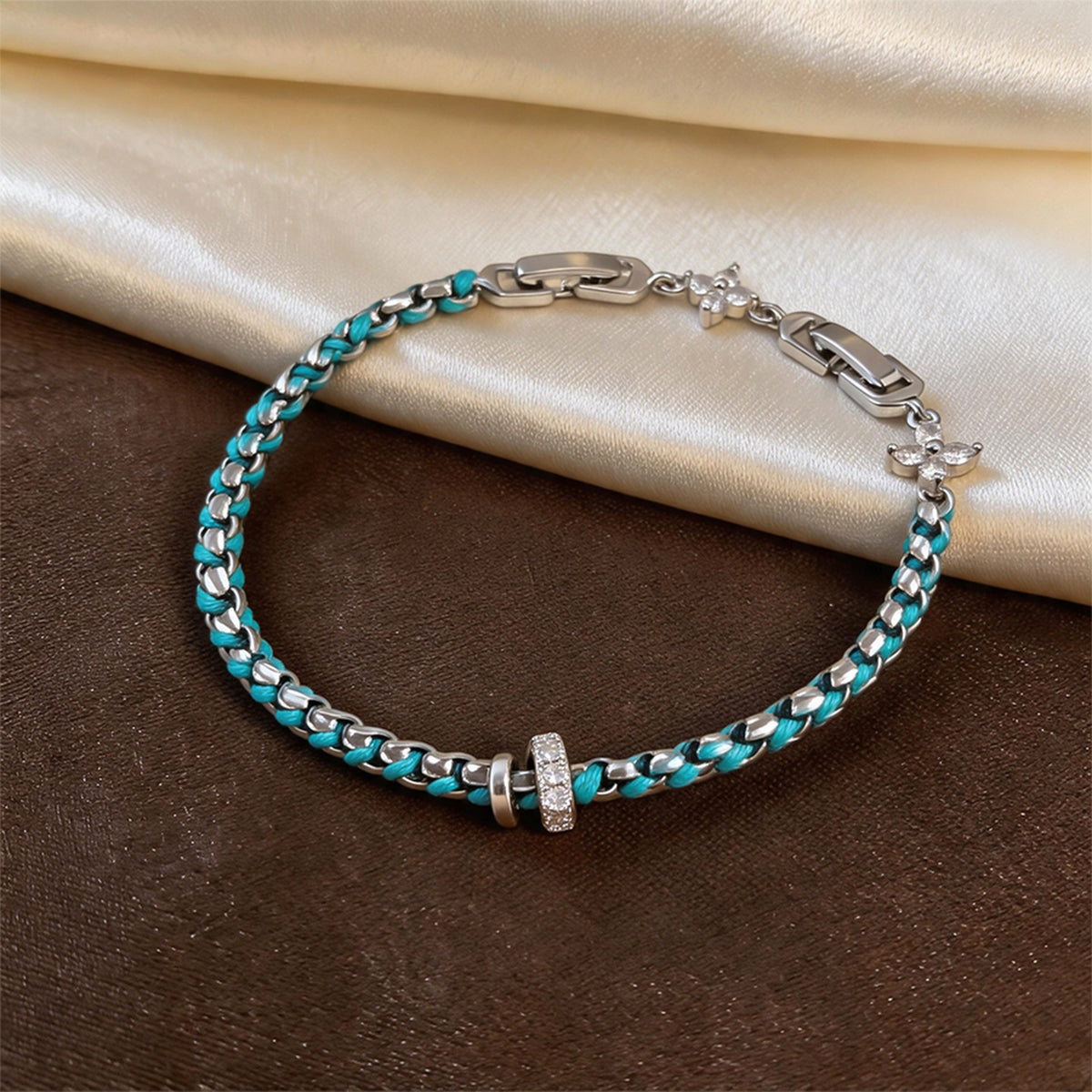 Luxury Elegant Brass Plated Crystal Cubic Zirconia Beaded Bracelet for Women