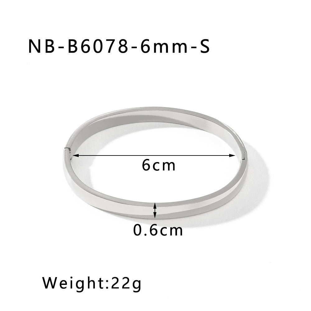 Bracciale Minimalista in Acciaio al Titanio con Finitura Liscia Placcata Sottovuoto, Design Rotondo e Sferico