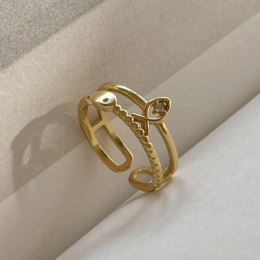 Anello minimalista a forma di pesce in Argento Sterling 925 con placcatura per donna