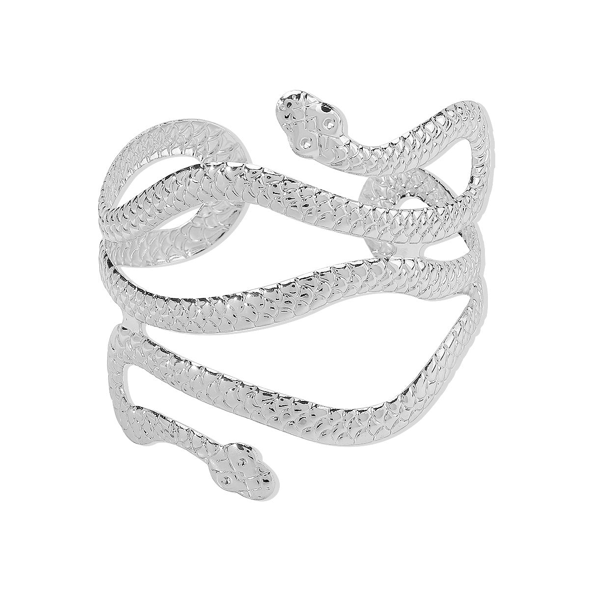 Brazalete esclava geométrico con forma de serpiente de estilo vintage para mujer con construcción de hierro galvanizado y diseño abierto ajustable
