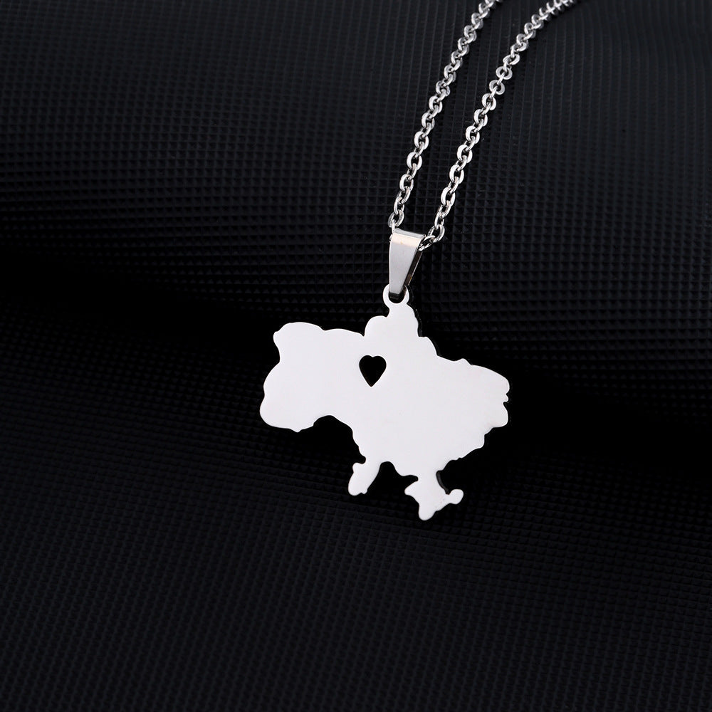 Collana con ciondolo geometrico etnico vintage da donna in acciaio inossidabile e titanio con finitura placcata, catena a O