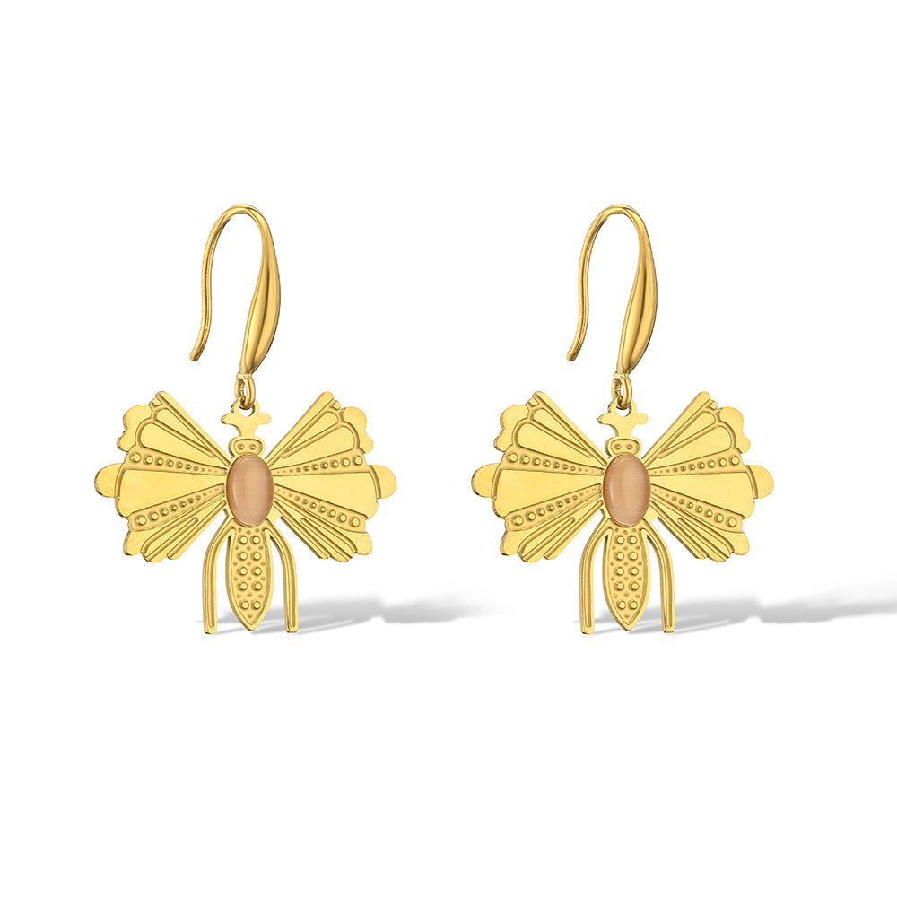 Minimalist Bee-Shaped Titanium Steel Earrings for Women with Gold Plating, Hypoallergenic and Fade-Resistant
