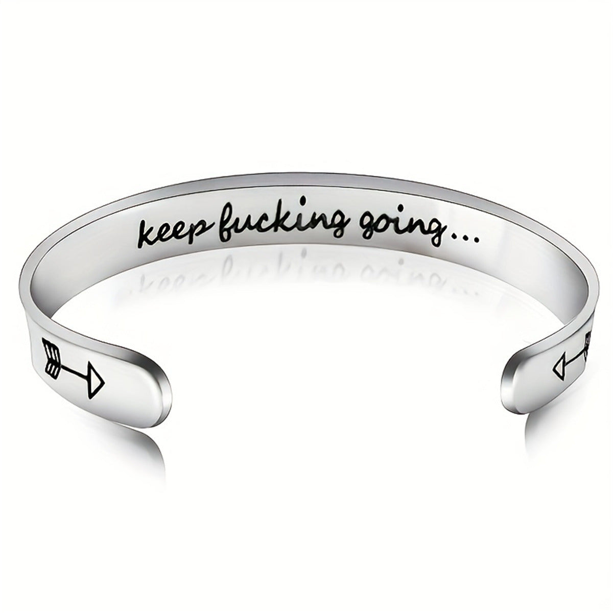 Bracciale regolabile a C in acciaio inox lucidato, stile minimalista naturale