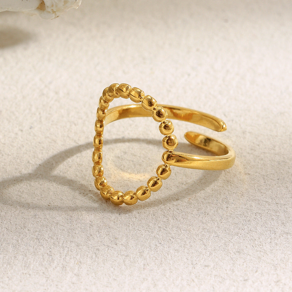 Anillo minimalista geométrico de acero inoxidable con baño de oro de 18 quilates y banda abierta en forma de O para mujer