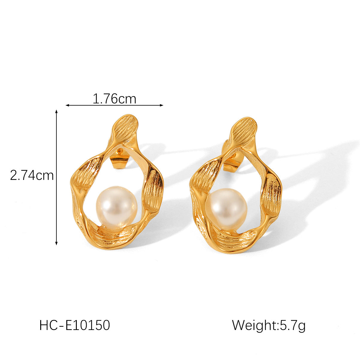 Elegant French-Inspired Pearl Stud Earrings for Women with Stainless Steel Posts and 18K Gold Plating