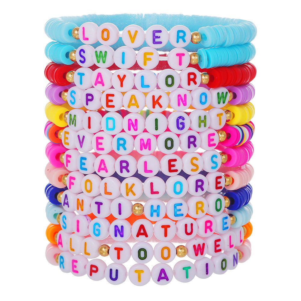 Bohemian Minimalist Resin Letter Cross Bead Bracelet Set for Women