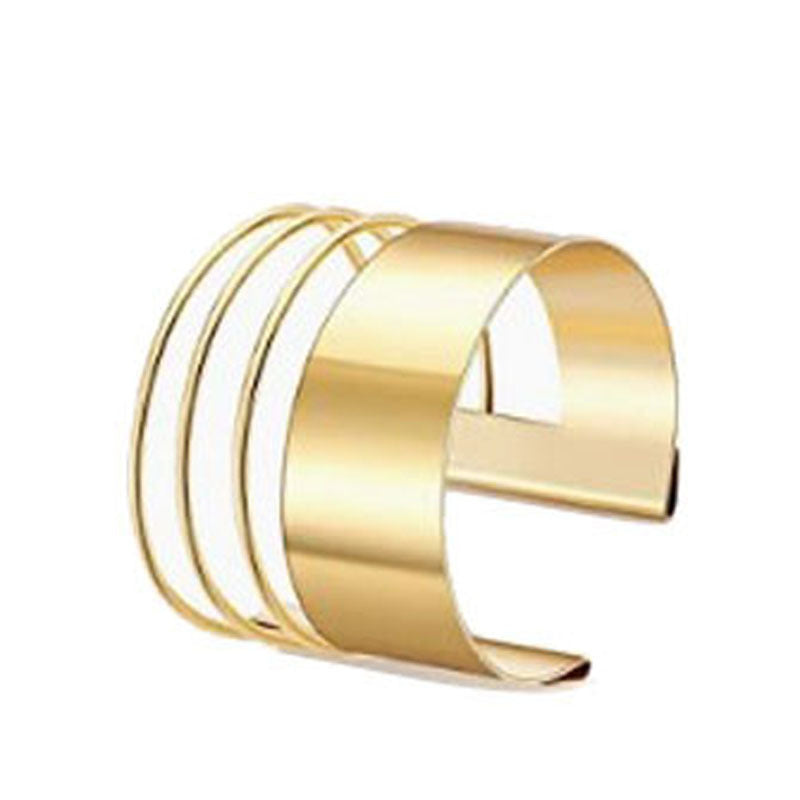 Geometric Hollow Out Plated Metal Cuff Bracelet for Women
