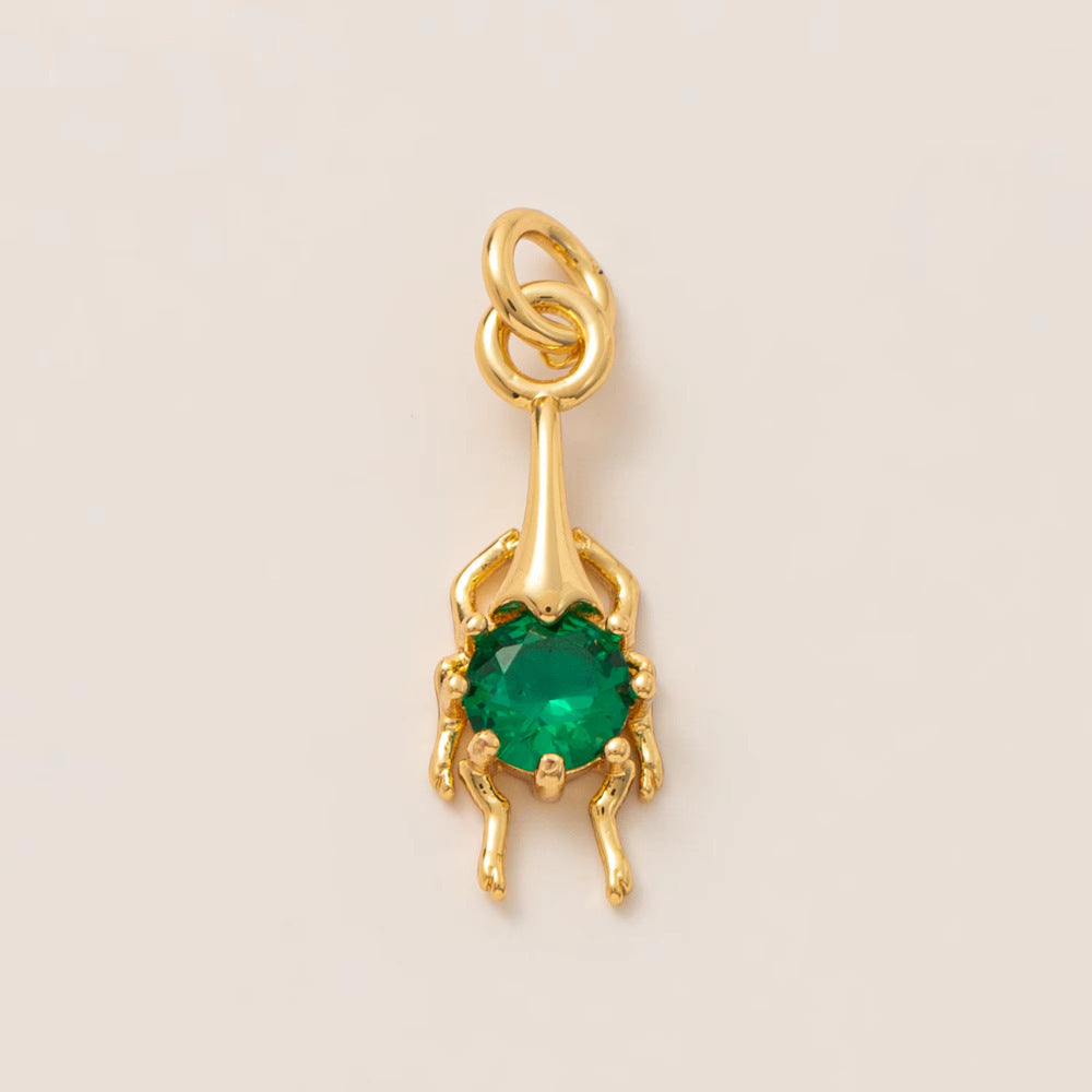 Minimalist Luxury 18K Gold Plated Brass Animal Pendant with Cubic Zirconia Charm Bar for Unisex