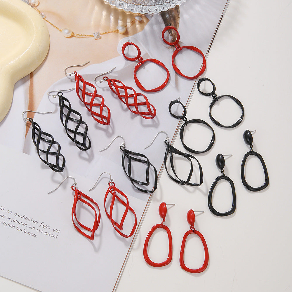 Minimalist Colorful Geometric Alloy Plated Drop Earrings for Women