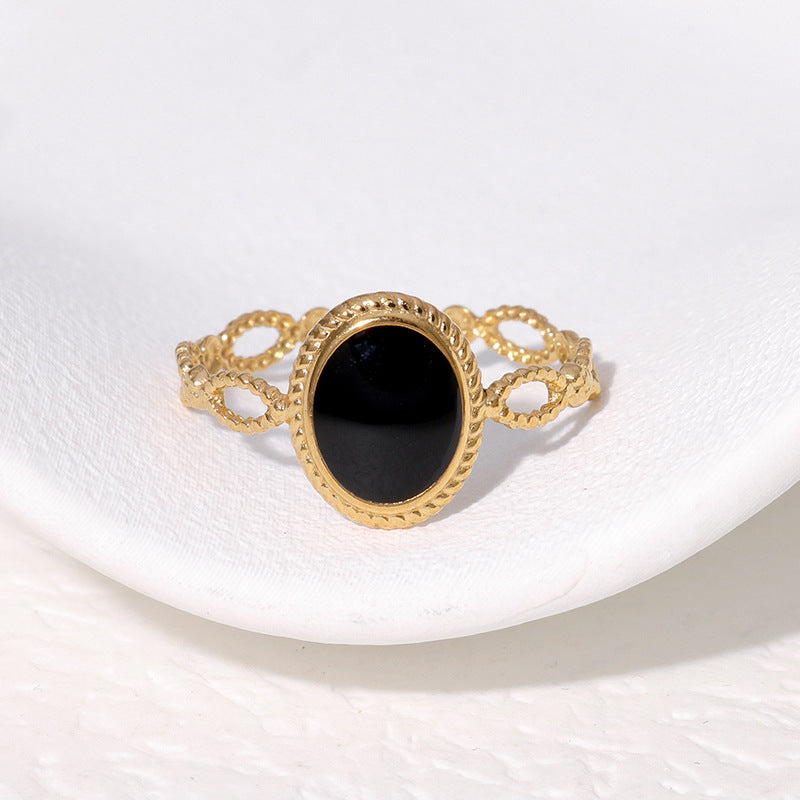 Anello vintage regolabile in acciaio inossidabile placcato oro da donna, ipoallergenico e resistente allo scolorimento