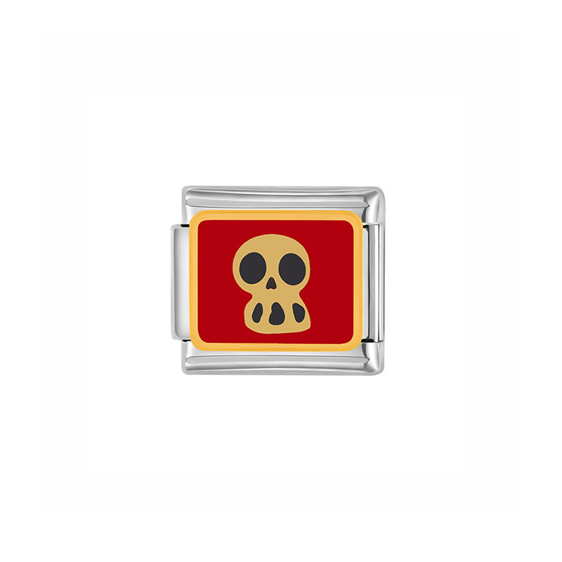 Sweet Stainless Steel Plated DIY Charm Bar Bracelet with Heart Star Geometric Letter Floral Cartoon Pendants Unisex Halloween Christmas Gift