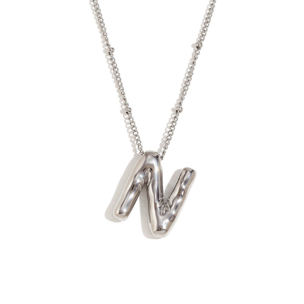 Fashionable Letter-Shaped Stainless Steel Pendant Necklace with 18K Gold Plating for Women