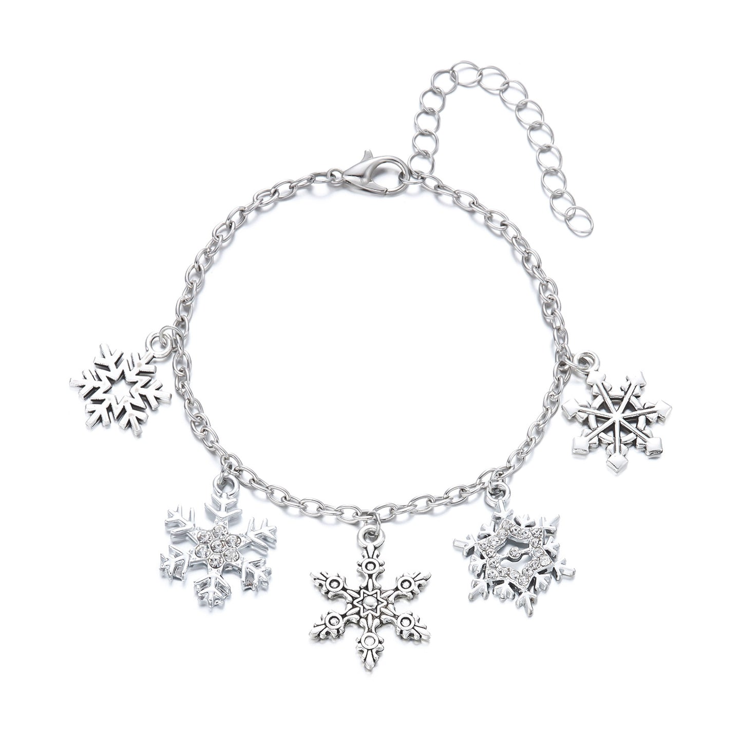 Set Collana e Bracciale da Donna Albero di Natale Fiocco di Neve Renna Campana Ciondolo Moda, Lega Placcata con Strass