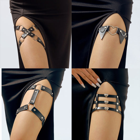 Punk Style Heart-Shaped PU and Alloy Ankle Cuff with Studs for Women