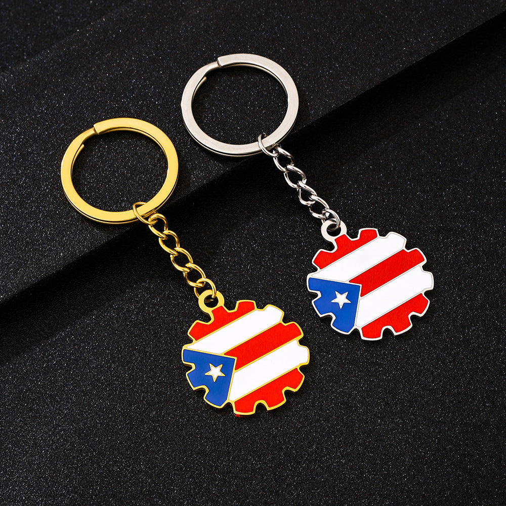 Vintage Ethnic Puerto Rican Pendant Keychain for Men and Women Stainless Steel Unisex Accessory