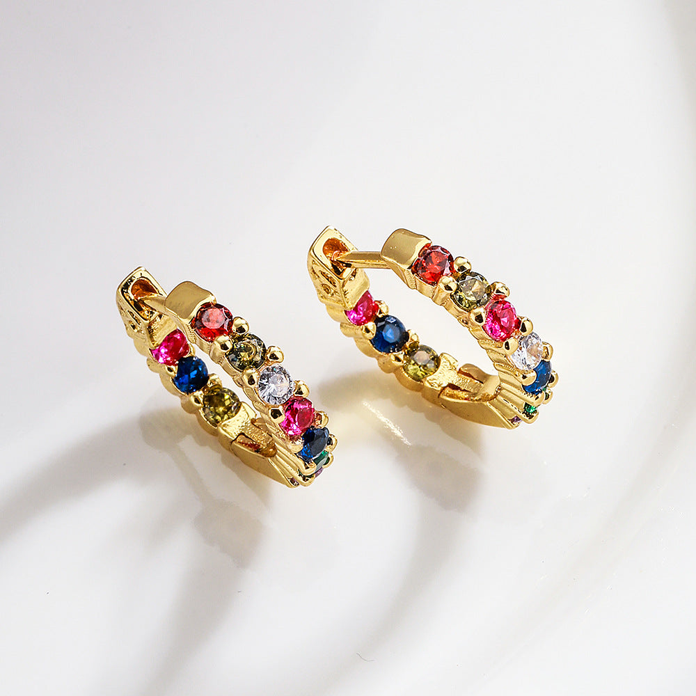 Fashion Irregular Geometric Cubic Zirconia Gold Plated Brass Earrings for Women