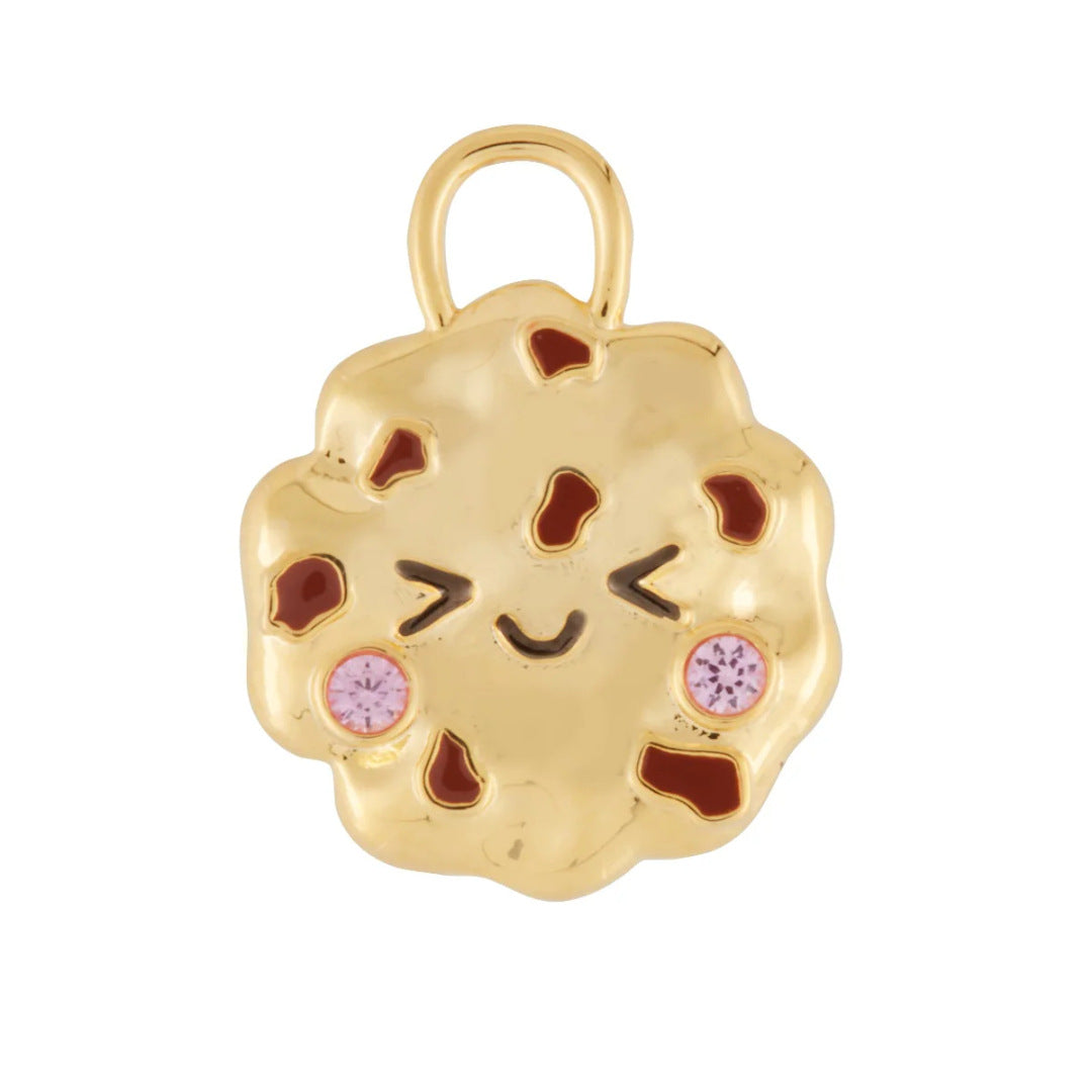 Vintage 14K Gold Plated Brass Animal Fruit Cubic Zirconia Drip Oil Charm Bar
