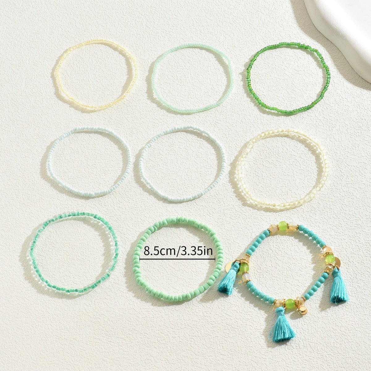 Geometric Fashion OL Women's Braided Millet Bead Bracelet Set Stylish Minimalist Hand Jewelry