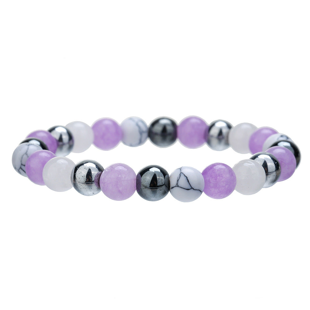 Bohemian Ethnic Natural Agate Crystal Round Beaded Stretch Bracelet