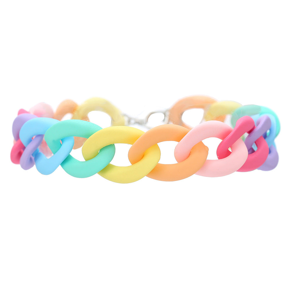 Candy Color Cartoon Round Geometric Acrylic Bracelet for Unisex