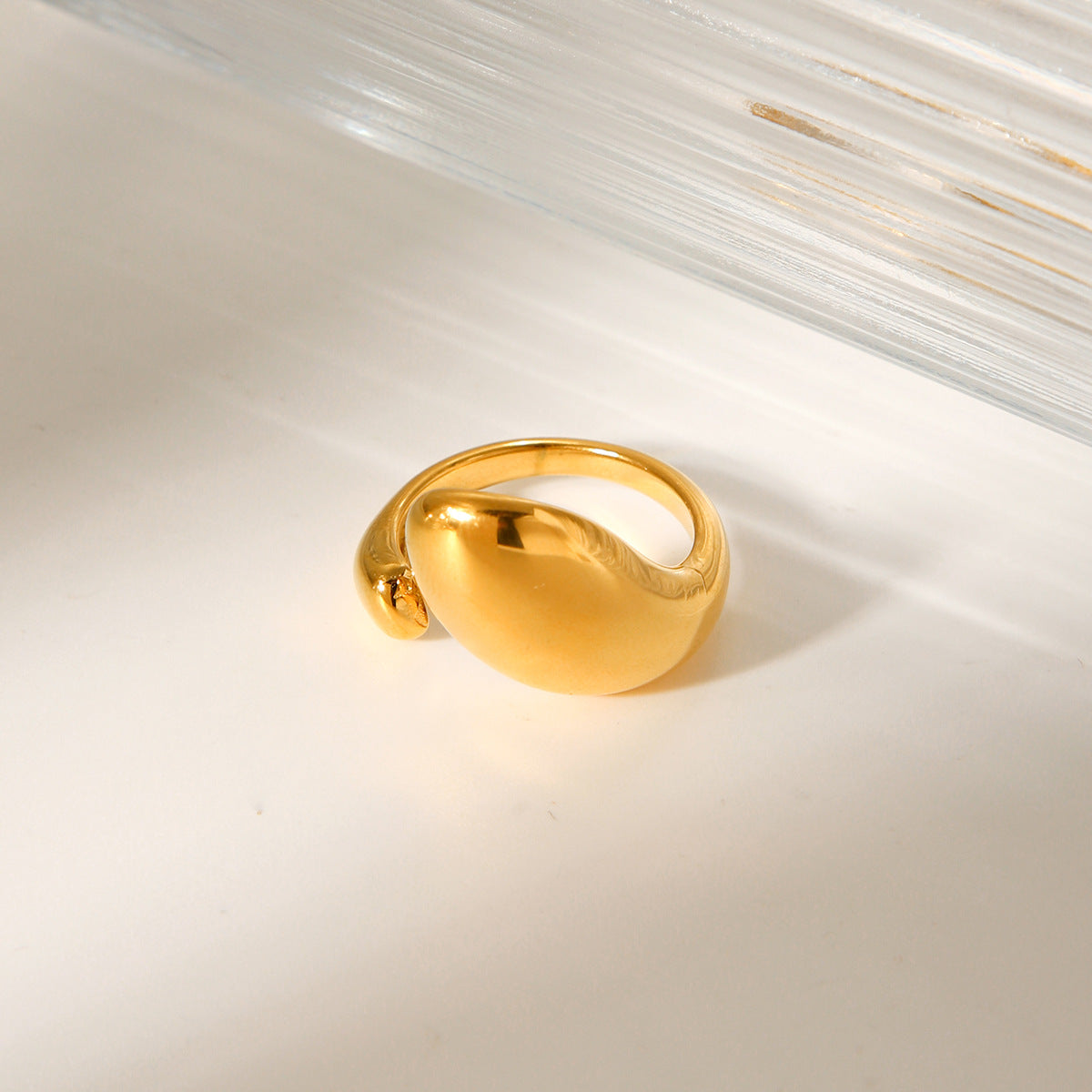 Anello aperto geometrico minimalista in acciaio inossidabile placcato oro 18 carati, gioielli alla moda da donna