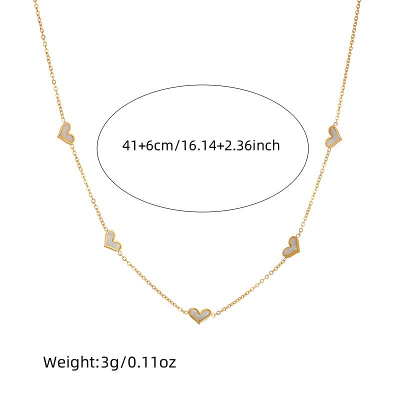 Set Collana Orecchini Bracciale a Cuore in Acciaio Inossidabile Placcato Minimalista