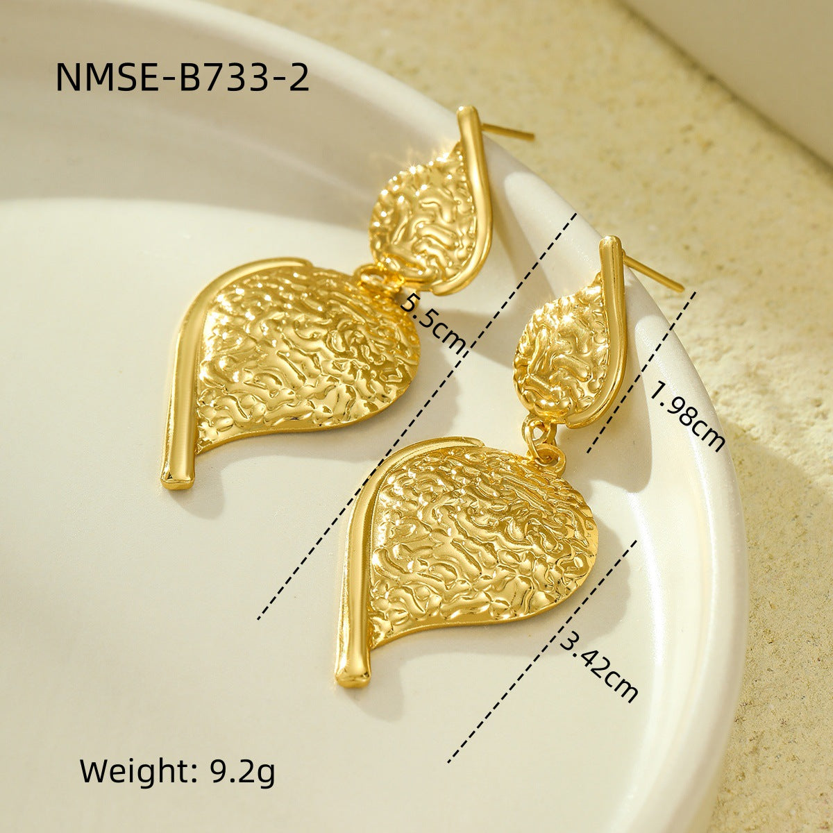 Vintage-Style Textured Stainless Steel Irregular Teardrop Dangle Stud Earrings for Women
