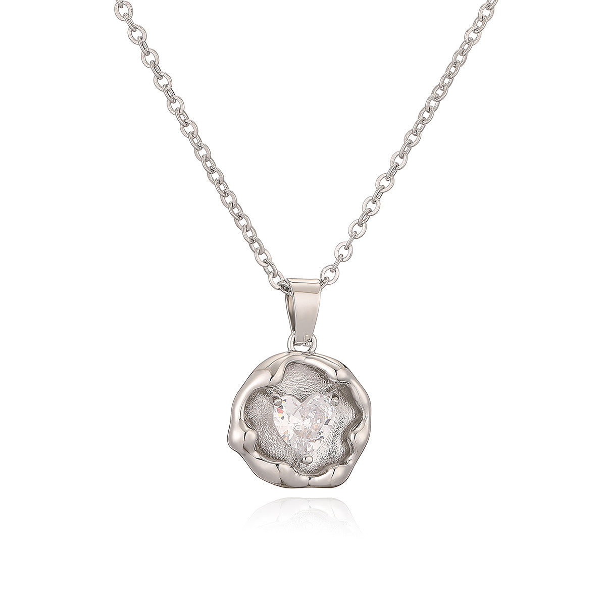 Minimalist Geometric Pendant Necklace for Women with Gold-Plated Copper and Zircon, Elegant Locket-Style Clavicle Chain