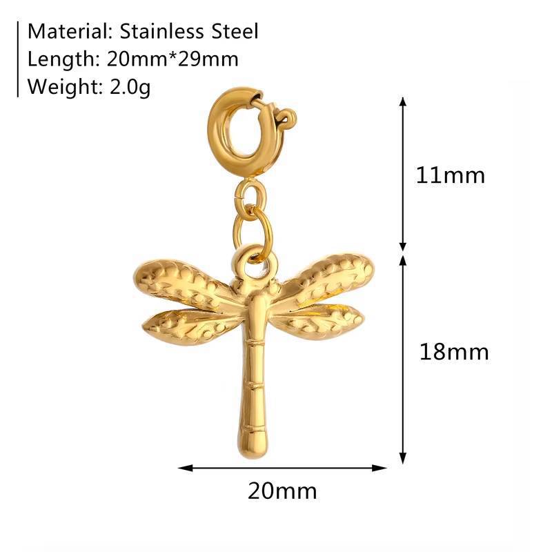 Vintage 18K Gold Plated Stainless Steel Butterfly Pendant Charm Bar PVD