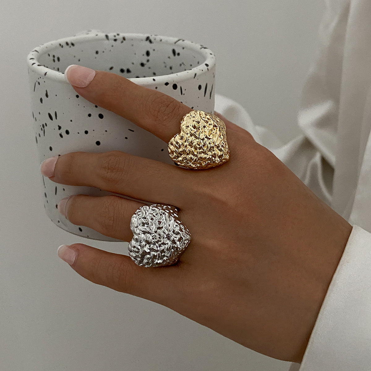 Minimalist Plated Alloy Heart Ring for Women