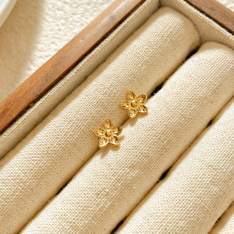 Sweet Star Brass Plated Stud Earrings for Women