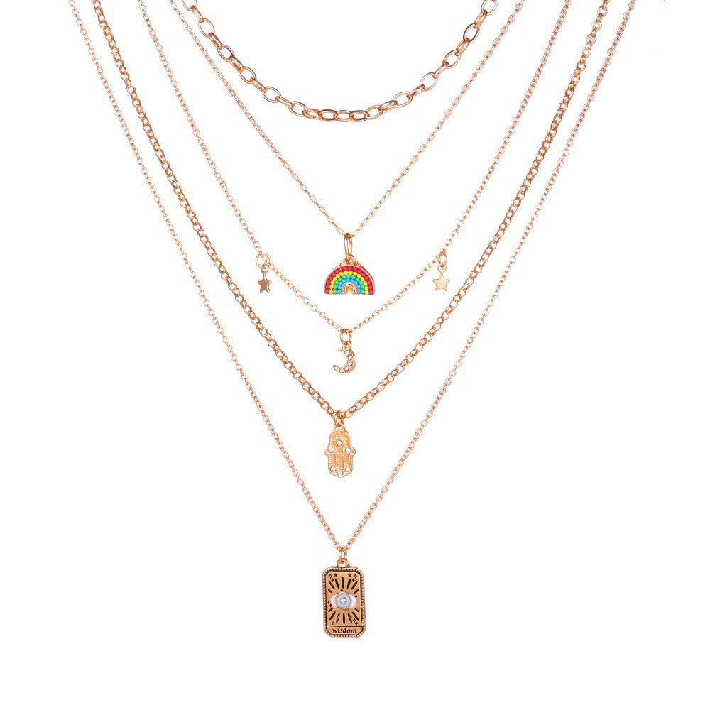 Casual Geometric Alloy Ball Chain Necklace